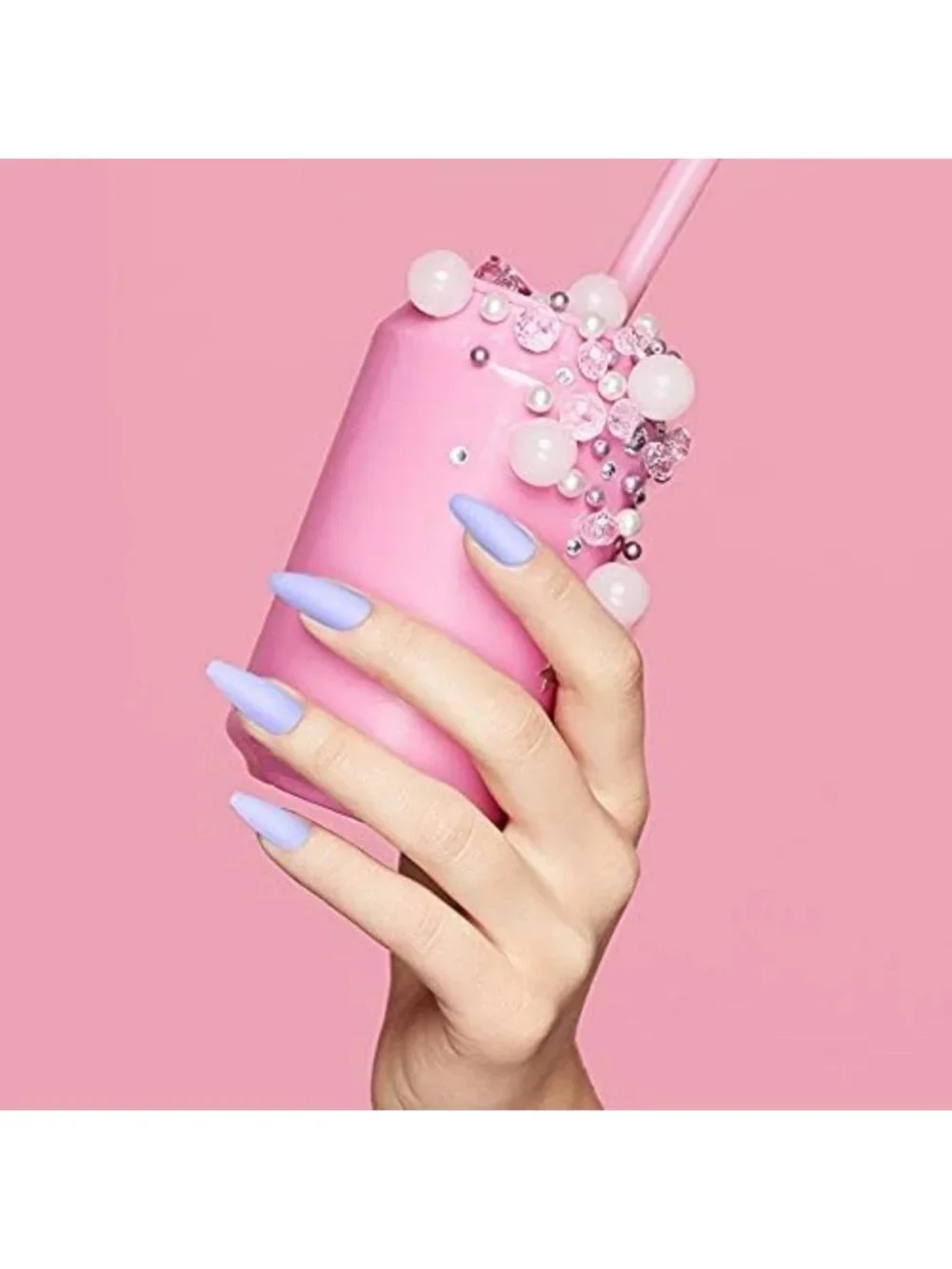Sculpted Long Purple Press-On Nails Kit with Glue, File & 28 Fake Nails